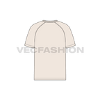 Mens raglan sleeve t-shirt flat sketch, back view