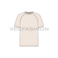 Mens raglan sleeve t-shirt flat sketch, front view