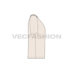 Mens raglan sleeve t-shirt flat sketch, side view