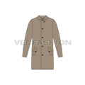 Mens Rain Coat or Mackintosh Coat Vector Template flat sketch, front view