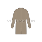 Mens Rain Coat or Mackintosh Coat Vector Template flat sketch, back view
