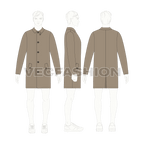 Mens Rain Coat or Mackintosh Coat Vector Template flat sketch, croqui sketch