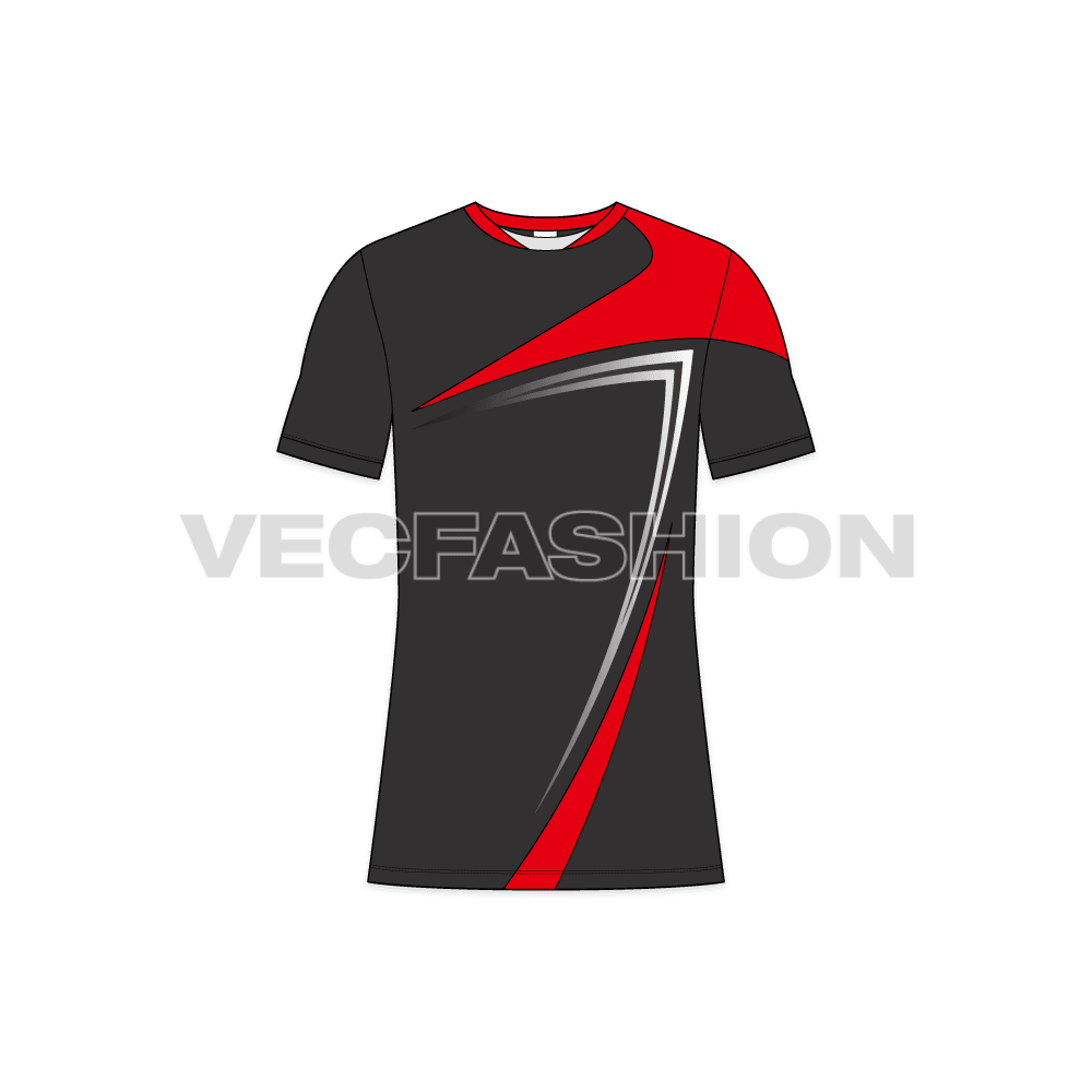 Mens rash guard moto sport shirt flat sketch, front view