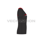 Mens rash guard moto sport shirt flat sketch, side view