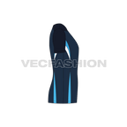 Mens rash guard sublimated t-shirt flat sketch, side view