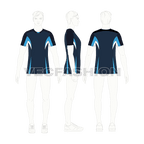 Mens rash guard sublimated t-shirt flat sketch, croqui sketch