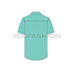 Mens regular fit casual shirt flat sketch, back view
