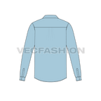 Mens regular fit classic oxford shirt flat sketch, back view