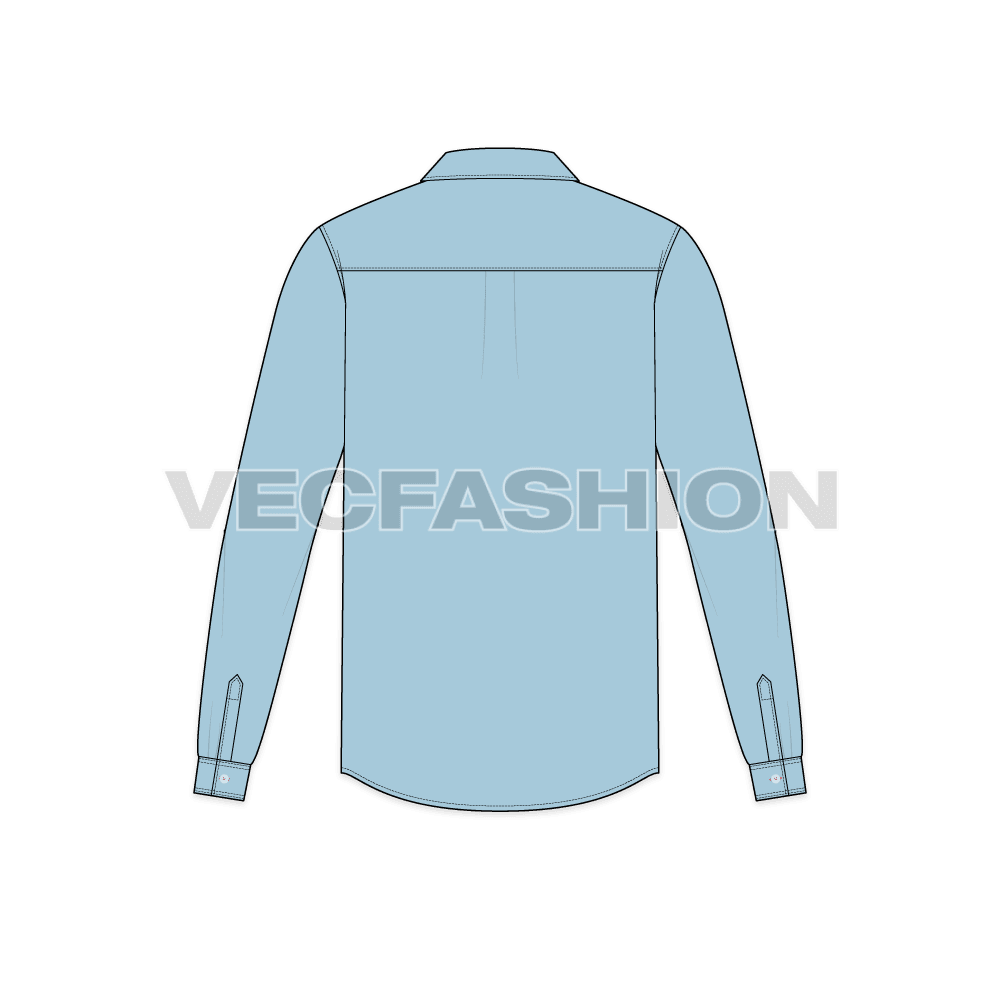 Mens Regular Fit Classic Oxford Shirt Vector Template