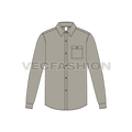 Mens regular fit shirt flat sketch, front view