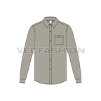 Mens regular fit shirt flat sketch, front view