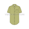 Mens regular fit shirt, short sleeved flat sketch, front view