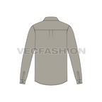 Mens regular fit shirt flat sketch, back view