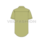 Mens regular fit shirt, short sleeved flat sketch, back view