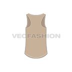 Mens relax fit racer-back tank flat sketch, back view
