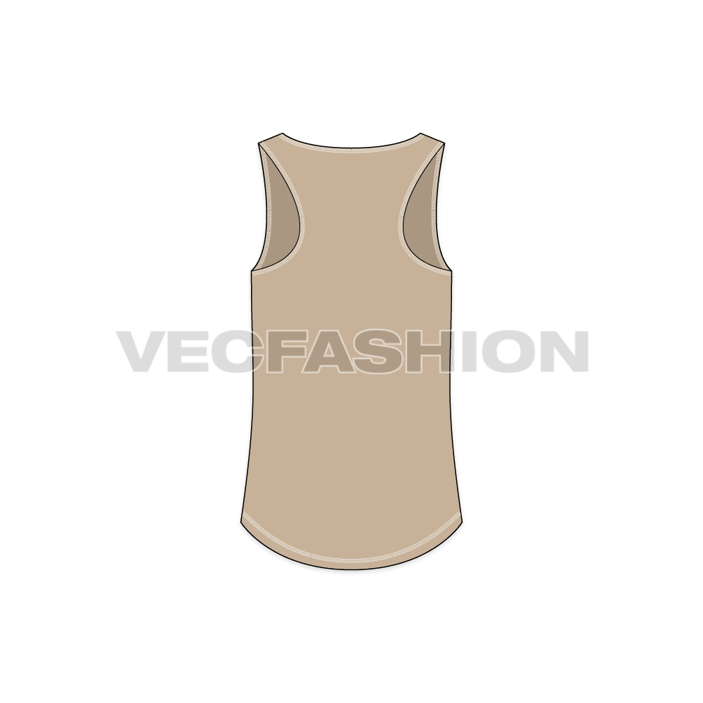 Mens relax fit racer-back tank flat sketch, back view