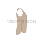 Mens relax fit racer-back tank flat sketch, side view