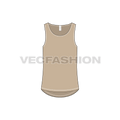 Mens relax fit racer-back tank flat sketch, front view
