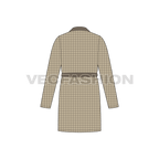 Mens robe loungewear flat sketch, back view
