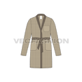 Mens robe loungewear flat sketch, front view