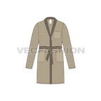 Mens robe loungewear flat sketch, front view
