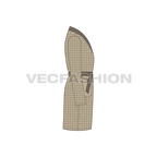 Mens robe loungewear flat sketch, side view