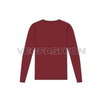Mens round neck ringer shirt flat sketch, back view