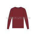 Mens round neck ringer shirt flat sketch, front view