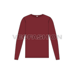 Mens round neck ringer shirt flat sketch, front view