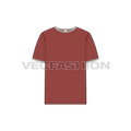 Mens round neck ringer tee flat sketch, front view