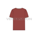 Mens round neck ringer tee flat sketch, back view