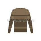 Mens round neck shirt flat sketch, back view