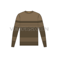 Mens round neck shirt flat sketch, front view
