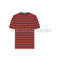 Mens round neck t-shirt, striped rib neckline flat sketch, front view
