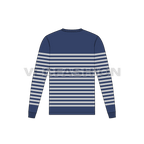 Mens round neck t-shirt, striped scoop hem flat sketch, back view