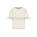 Mens round neck baggy t-shirt flat sketch, front view
