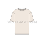 Mens round neck baggy t-shirt flat sketch, front view
