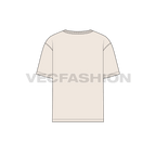 Mens round neck baggy t-shirt flat sketch, back view