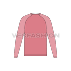 Mens round neck tee with raglan sleeve flat sketch, back view