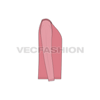 Mens round neck tee with raglan sleeve flat sketch, side view
