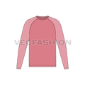 Mens round neck tee with raglan sleeve flat sketch, front view