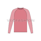 Mens round neck tee with raglan sleeve flat sketch, front view