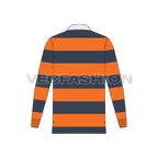 Mens rugby collar shirt flat sketch, back view