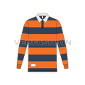 Mens rugby collar shirt flat sketch, front view
