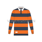 Mens rugby collar shirt flat sketch, front view