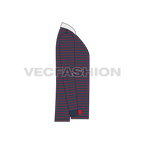 Mens rugby collar shirt with pin stripes flat sketch, side view