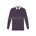 Mens rugby collar shirt with pin stripes flat sketch, front view