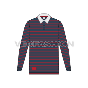 Mens Rugby Collar Shirt With Pin Stripes