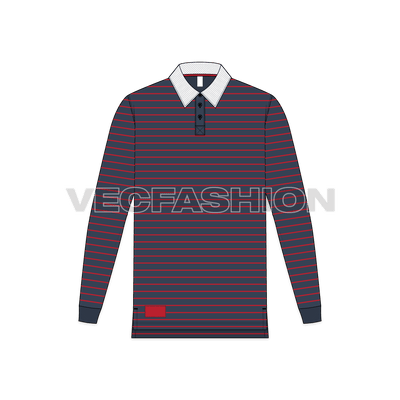 Mens Rugby Collar Shirt With Pin Stripes