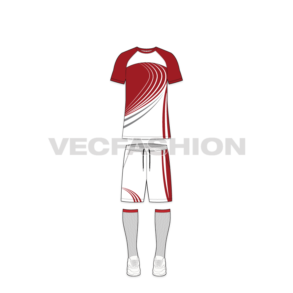 Mens rugby uniform kit, cad flat sketch, front view